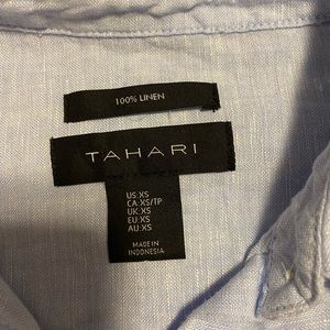 Tahari 100% linen short sleeve button up—size XS